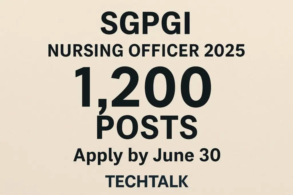 SGPGI Nursing Officer jobs 2025