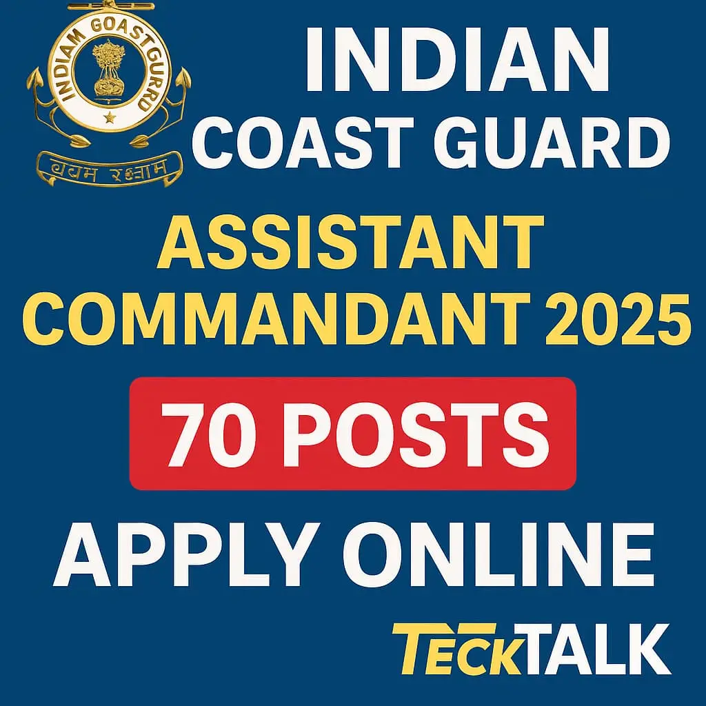 Indian Coast Guard Assistant Commandant jobs 2025